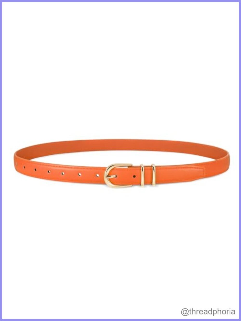 Women's Skinny Faux Leather Belt with Gold Buckle